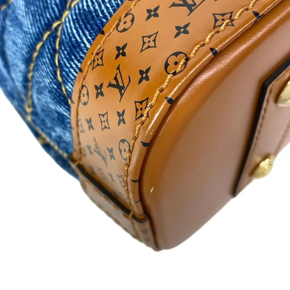 Louis Vuitton Alma BB Martage Handbag M55048 Navy Blue Brown Denim Calf Leather